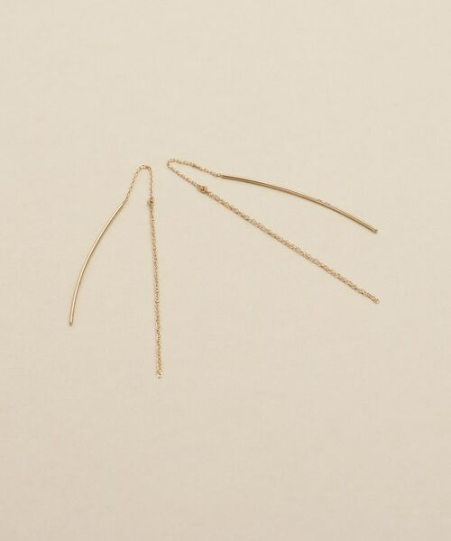 COCOSHNIK / ココシュニック ピアス・イヤリング | K10アーチバー スクリューチェーンピアス（クリスタル/透明(100)）