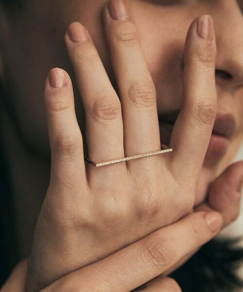 COCOSHNIK / ココシュニック リング | K10ダイヤモンド リニアダブルフィンガー リング | 詳細7