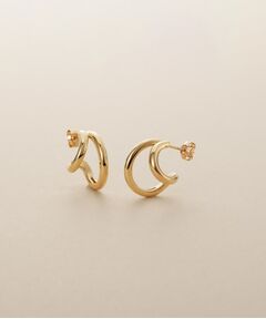 COCOSHNIK / ココシュニック ピアス・イヤリング | K10アシンメトリーダブルフープ スタッドピアス