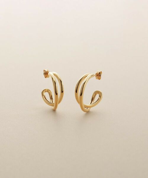 COCOSHNIK / ココシュニック ピアス・イヤリング | K10クロッシングフープ スタッドピアス（イエローゴールド(100)）