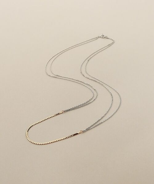 COCOSHNIK / ココシュニック ネックレス・ペンダント・チョーカー | K10ベネフラット×カットアズキ ネックレス（YG×WG）（イエロー×ホワイトゴールド(400)）