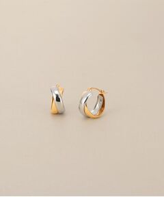 COCOSHNIK / ココシュニック ピアス・イヤリング | K10×プラチナ 甲丸クロス フープピアス小
