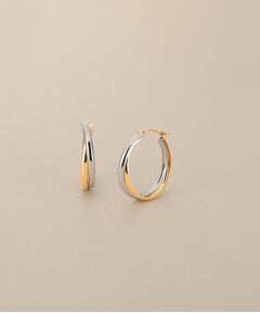 COCOSHNIK / ココシュニック ピアス・イヤリング | K10×プラチナ 甲丸クロス フープピアス大