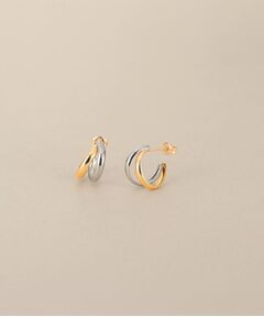 COCOSHNIK / ココシュニック ピアス・イヤリング | K10×プラチナ 甲丸スプリットフープ スタッドピアス