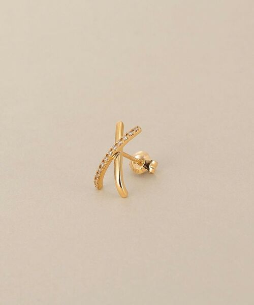 COCOSHNIK / ココシュニック ピアス・イヤリング | K10ダイヤモンド アーチクロス スタッドピアス | 詳細3