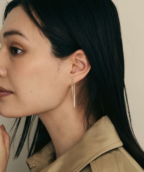 COCOSHNIK / ココシュニック ピアス・イヤリング | K10ベネフラ三つ編みフリンジ前後 スタッドピアス | 詳細6