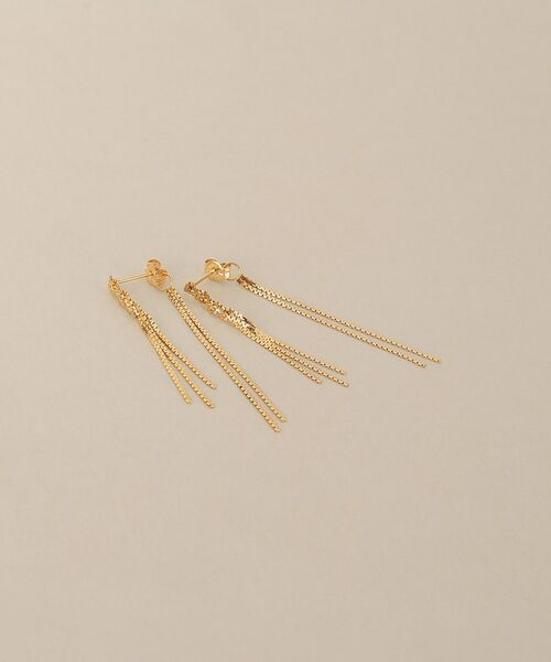 COCOSHNIK / ココシュニック ピアス・イヤリング | K10ベネフラ三つ編みフリンジ前後 スタッドピアス（イエローゴールド(100)）