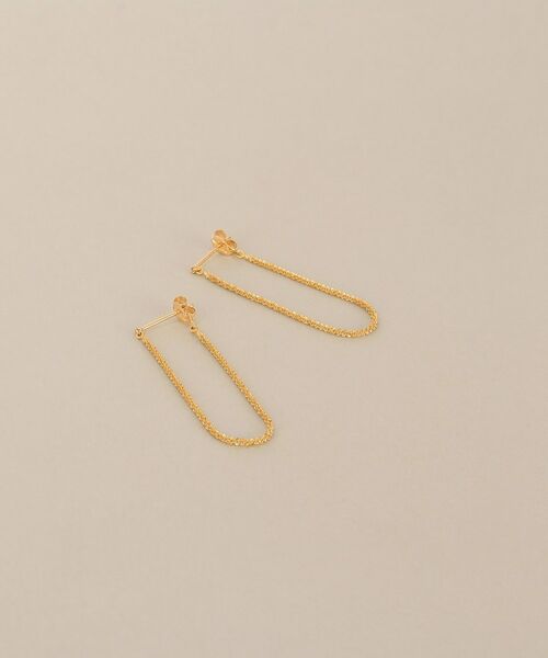 COCOSHNIK / ココシュニック ピアス・イヤリング | K10クリスクロスチェーンフープ スタッドピアス | 詳細1