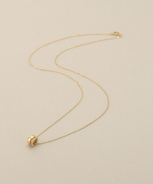 COCOSHNIK / ココシュニック ネックレス・ペンダント・チョーカー | K10ダイヤモンド ダブルビーズチャーム ネックレス（イエローゴールド(104)）