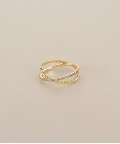 COCOSHNIK / ココシュニック リング | K10ダイヤモンド 丸玉クロス リング