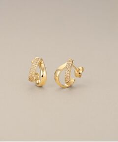 COCOSHNIK / ココシュニック ピアス・イヤリング | K10ダイヤモンド フォールディングフープ スタッドピアス