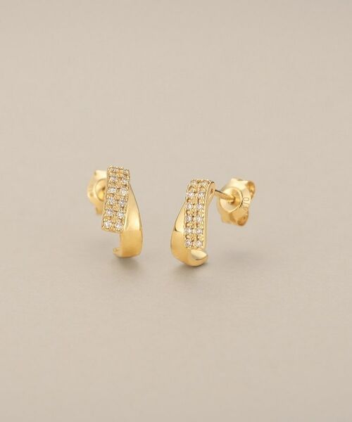 COCOSHNIK / ココシュニック ピアス・イヤリング | K10ダイヤモンド フォールディング スタッドピアス | 詳細1