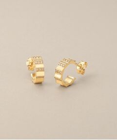 COCOSHNIK / ココシュニック ピアス・イヤリング | K10ダイヤモンド ウェーブカットフープ スタッドピアス