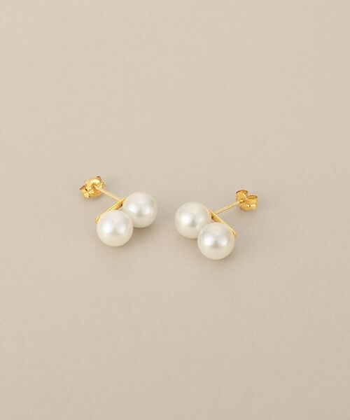 COCOSHNIK / ココシュニック ピアス・イヤリング | K18アコヤパールダブル スタッドピアス | 詳細1