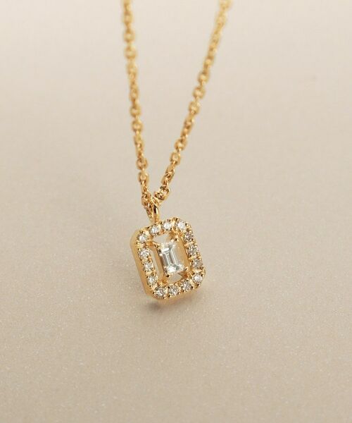 COCOSHNIK / ココシュニック ネックレス・ペンダント・チョーカー | K18ダイヤモンド バゲット透かし取り巻き ネックレス | 詳細2