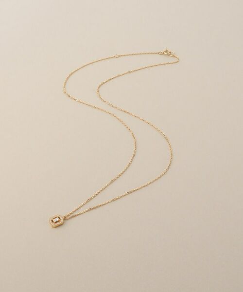 COCOSHNIK / ココシュニック ネックレス・ペンダント・チョーカー | K18ダイヤモンド バゲット透かし取り巻き ネックレス（イエローゴールド(104)）