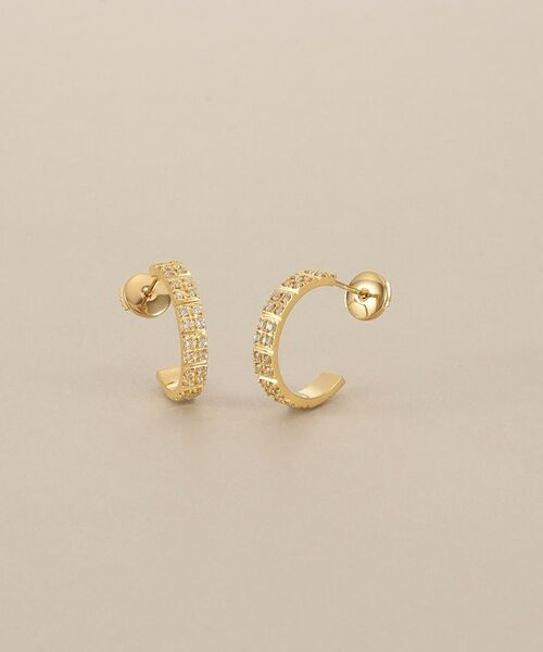 COCOSHNIK / ココシュニック ピアス・イヤリング | K18ダイヤモンド 面取りパヴェフープ スタッドピアス（イエローゴールド(104)）