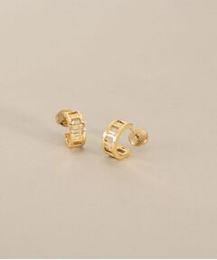 COCOSHNIK / ココシュニック ピアス・イヤリング | K18ダイヤモンド バゲットスリットパターンフープ スタッドピアス