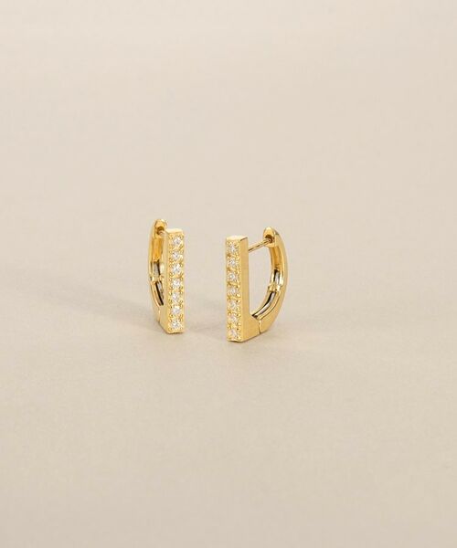 COCOSHNIK / ココシュニック ピアス・イヤリング | K18ダイヤモンド 平打ち ワンタッチピアス（イエローゴールド(104)）