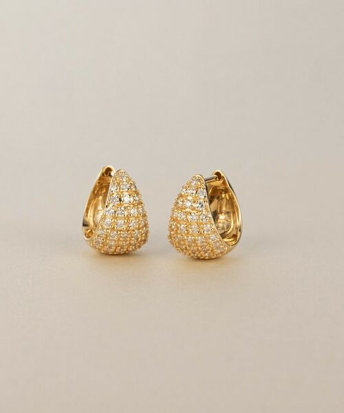 COCOSHNIK / ココシュニック ピアス・イヤリング | K18ダイヤモンド パヴェファンシェイプ 中折れピアス（イエローゴールド(104)）