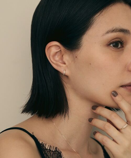 COCOSHNIK / ココシュニック ピアス・イヤリング | K10ダイヤモンド ステップフープ スタッドピアス | 詳細7