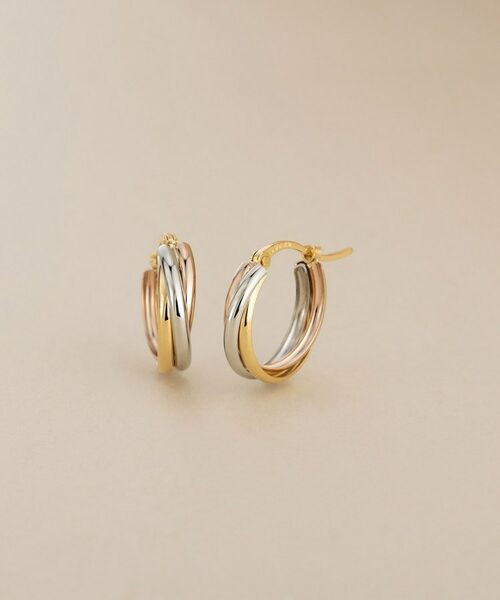 COCOSHNIK / ココシュニック ピアス・イヤリング | K18×プラチナ トリニティー フープピアス（YG×PG）（YG×PG×プラチナ(700)）
