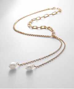 COCOSHNIK ONKITSCH / ココシュニックオンキッチュ ネックレス・ペンダント・チョーカー | シルバー バロックパール ミックスチェーン ダブルドロップ ネックレス GP