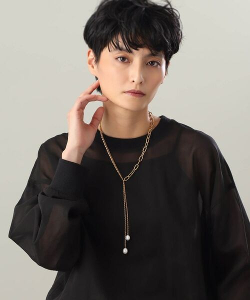 COCOSHNIK ONKITSCH / ココシュニックオンキッチュ ネックレス・ペンダント・チョーカー | シルバー バロックパール ミックスチェーン ダブルドロップ ネックレス GP | 詳細10