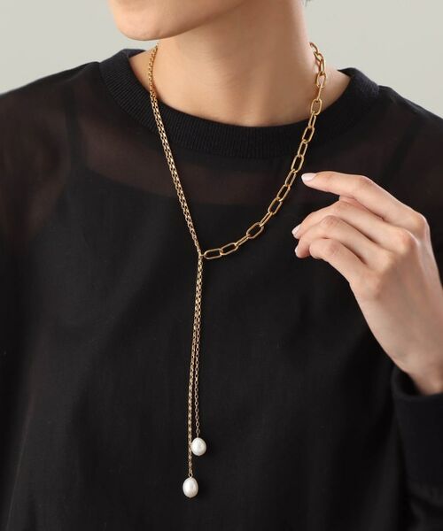 COCOSHNIK ONKITSCH / ココシュニックオンキッチュ ネックレス・ペンダント・チョーカー | シルバー バロックパール ミックスチェーン ダブルドロップ ネックレス GP | 詳細12