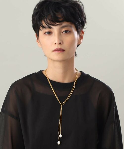 COCOSHNIK ONKITSCH / ココシュニックオンキッチュ ネックレス・ペンダント・チョーカー | シルバー バロックパール ミックスチェーン ダブルドロップ ネックレス GP | 詳細7