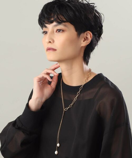 COCOSHNIK ONKITSCH / ココシュニックオンキッチュ ネックレス・ペンダント・チョーカー | シルバー バロックパール ミックスチェーン ダブルドロップ ネックレス GP | 詳細8