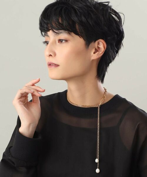 COCOSHNIK ONKITSCH / ココシュニックオンキッチュ ネックレス・ペンダント・チョーカー | シルバー バロックパール ミックスチェーン ダブルドロップ ネックレス GP | 詳細9