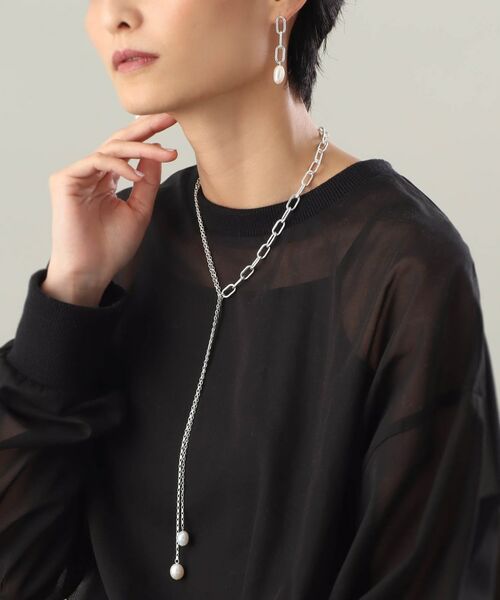 COCOSHNIK ONKITSCH / ココシュニックオンキッチュ ネックレス・ペンダント・チョーカー | シルバー バロックパール ミックスチェーン ダブルドロップ ネックレス | 詳細13