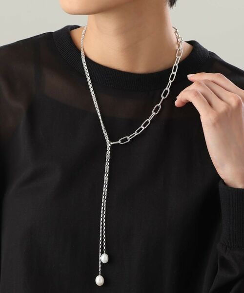 COCOSHNIK ONKITSCH / ココシュニックオンキッチュ ネックレス・ペンダント・チョーカー | シルバー バロックパール ミックスチェーン ダブルドロップ ネックレス | 詳細14