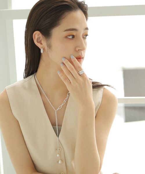 COCOSHNIK ONKITSCH / ココシュニックオンキッチュ ネックレス・ペンダント・チョーカー | シルバー バロックパール ミックスチェーン ダブルドロップ ネックレス | 詳細7