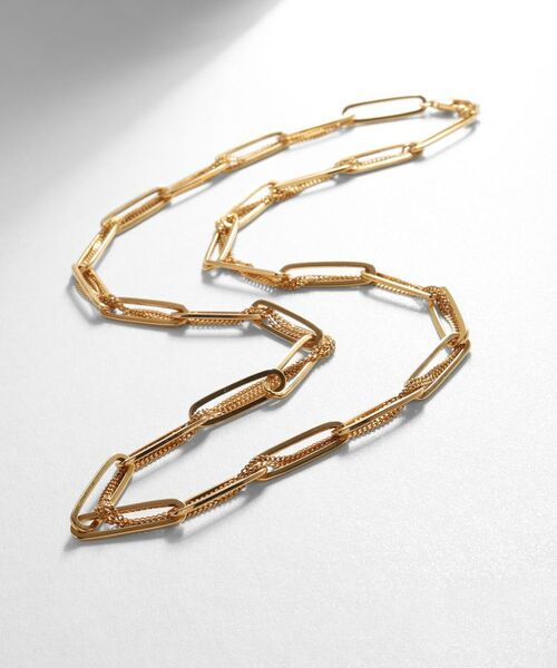 COCOSHNIK ONKITSCH / ココシュニックオンキッチュ ネックレス・ペンダント・チョーカー | シルバー ミックスチェーン フラットカーブ スルー ネックレス GP（ゴールド(600)）