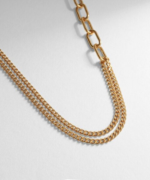 COCOSHNIK ONKITSCH / ココシュニックオンキッチュ ネックレス・ペンダント・チョーカー | シルバー ミックスチェーン ケーブルカーブ ドレープ ネックレス GP | 詳細2