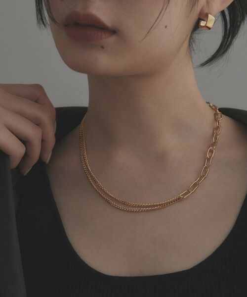 COCOSHNIK ONKITSCH / ココシュニックオンキッチュ ネックレス・ペンダント・チョーカー | シルバー ミックスチェーン ケーブルカーブ ドレープ ネックレス GP | 詳細8