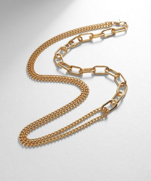 COCOSHNIK ONKITSCH / ココシュニックオンキッチュ ネックレス・ペンダント・チョーカー | シルバー ミックスチェーン ケーブルカーブ ドレープ ネックレス GP（ゴールド(600)）