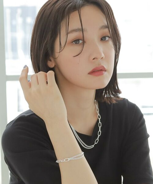 COCOSHNIK ONKITSCH / ココシュニックオンキッチュ ネックレス・ペンダント・チョーカー | シルバー ミックスチェーン ケーブルカーブ ドレープ ネックレス | 詳細12