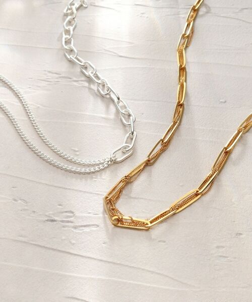 COCOSHNIK ONKITSCH / ココシュニックオンキッチュ ネックレス・ペンダント・チョーカー | シルバー ミックスチェーン ケーブルカーブ ドレープ ネックレス | 詳細7