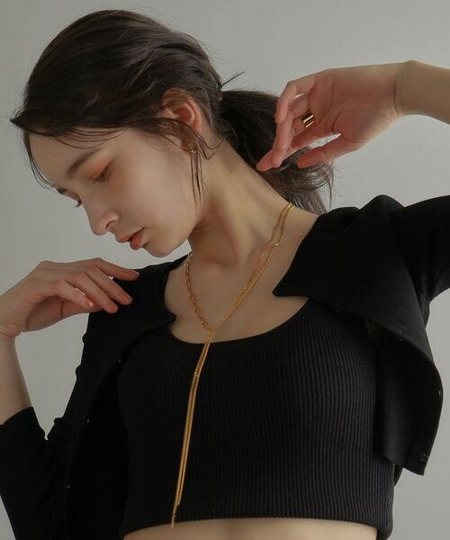 COCOSHNIK ONKITSCH / ココシュニックオンキッチュ ネックレス・ペンダント・チョーカー | シルバー ミックスチェーン フラット カーブドレープY ネックレス GP | 詳細12