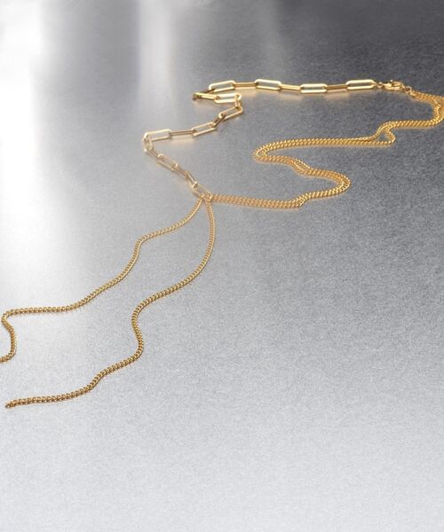 COCOSHNIK ONKITSCH / ココシュニックオンキッチュ ネックレス・ペンダント・チョーカー | シルバー ミックスチェーン フラット カーブドレープY ネックレス GP | 詳細6