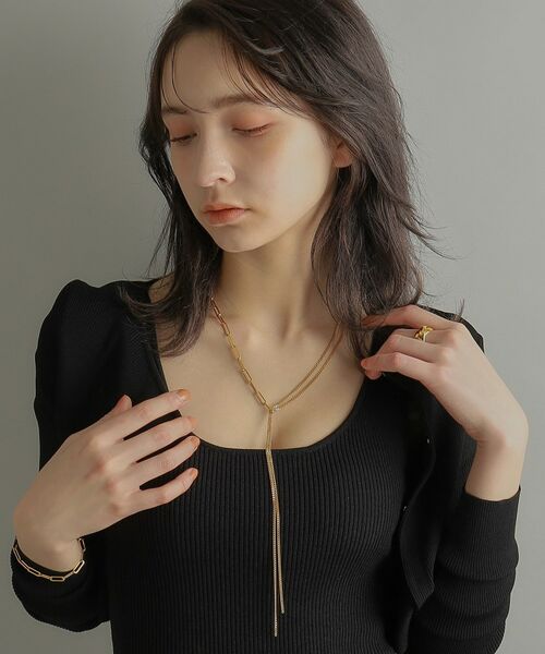 COCOSHNIK ONKITSCH / ココシュニックオンキッチュ ネックレス・ペンダント・チョーカー | シルバー ミックスチェーン フラット カーブドレープY ネックレス GP | 詳細9