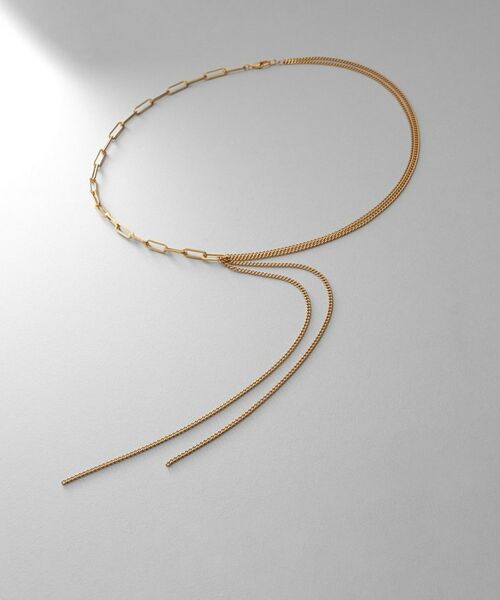 COCOSHNIK ONKITSCH / ココシュニックオンキッチュ ネックレス・ペンダント・チョーカー | シルバー ミックスチェーン フラット カーブドレープY ネックレス GP（ゴールド(600)）