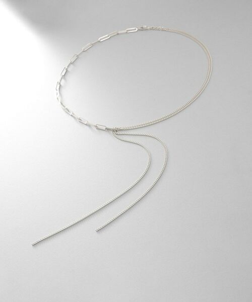 COCOSHNIK ONKITSCH / ココシュニックオンキッチュ ネックレス・ペンダント・チョーカー | シルバー ミックスチェーン フラット カーブドレープY ネックレス | 詳細1