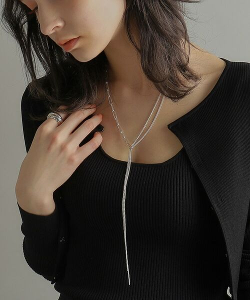 COCOSHNIK ONKITSCH / ココシュニックオンキッチュ ネックレス・ペンダント・チョーカー | シルバー ミックスチェーン フラット カーブドレープY ネックレス | 詳細11