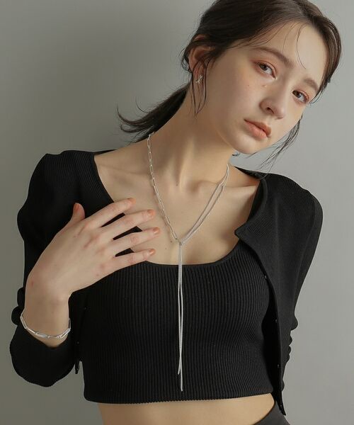 COCOSHNIK ONKITSCH / ココシュニックオンキッチュ ネックレス・ペンダント・チョーカー | シルバー ミックスチェーン フラット カーブドレープY ネックレス | 詳細13