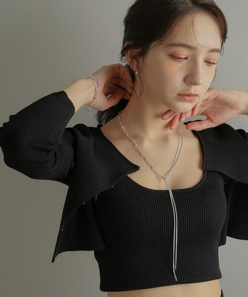 COCOSHNIK ONKITSCH / ココシュニックオンキッチュ ネックレス・ペンダント・チョーカー | シルバー ミックスチェーン フラット カーブドレープY ネックレス | 詳細15