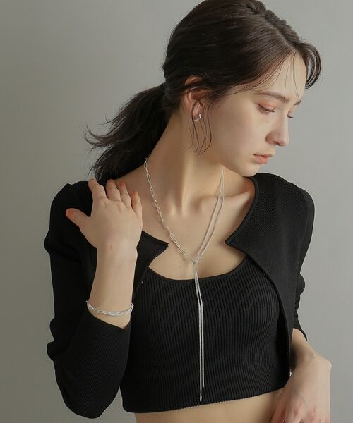 COCOSHNIK ONKITSCH / ココシュニックオンキッチュ ネックレス・ペンダント・チョーカー | シルバー ミックスチェーン フラット カーブドレープY ネックレス | 詳細16